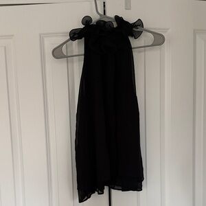 Zara Black Ruffle Neck Sleeveless Blouse